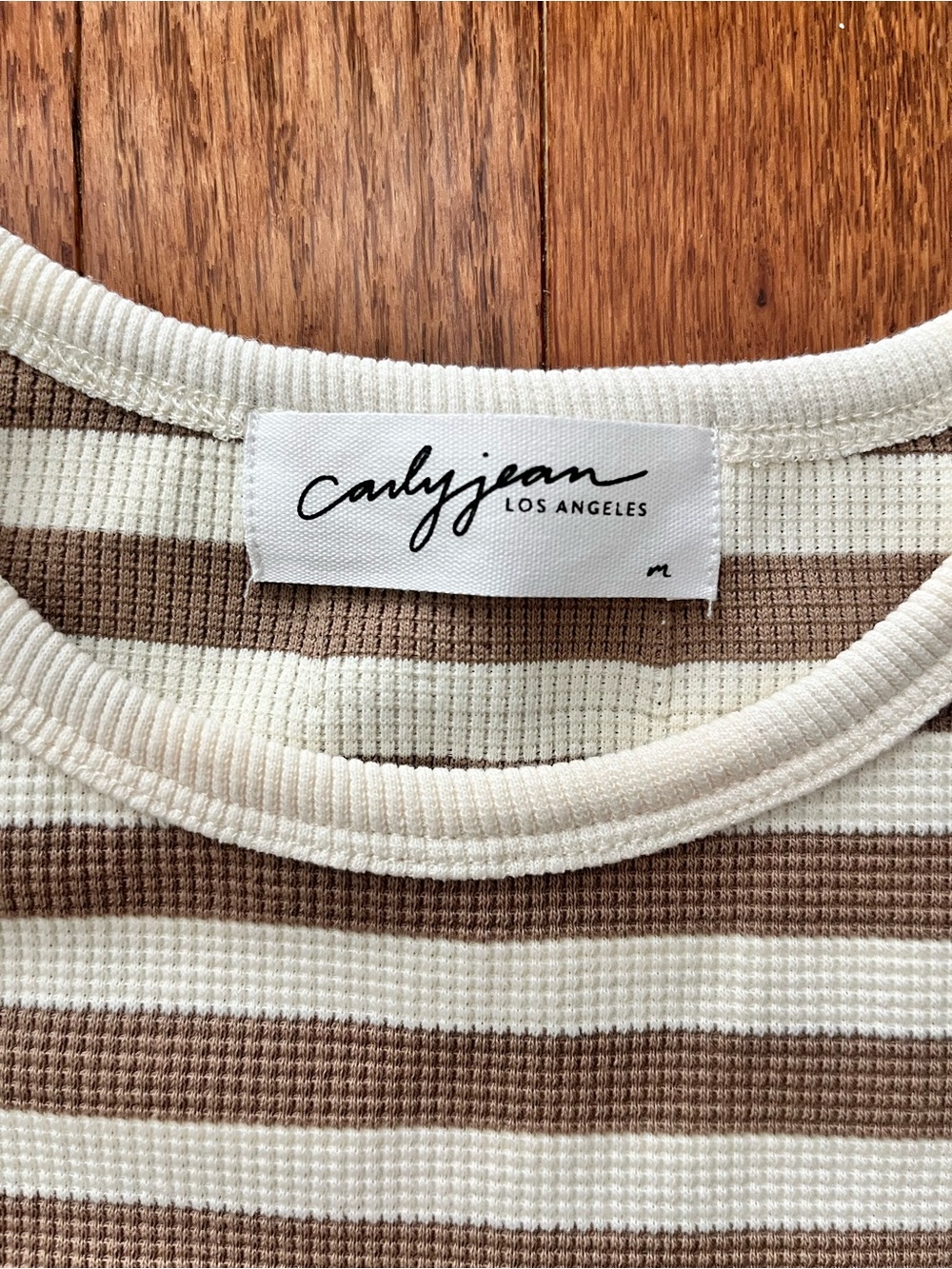 CJLA Waffle Knit Tank Cafe Brown & Cream - Picture 2 of 3